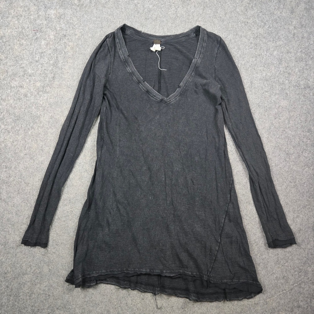 We The Free People Tunic Womens‎ Small Gray V Neck Long Sleeve Layer Boho Grunge
